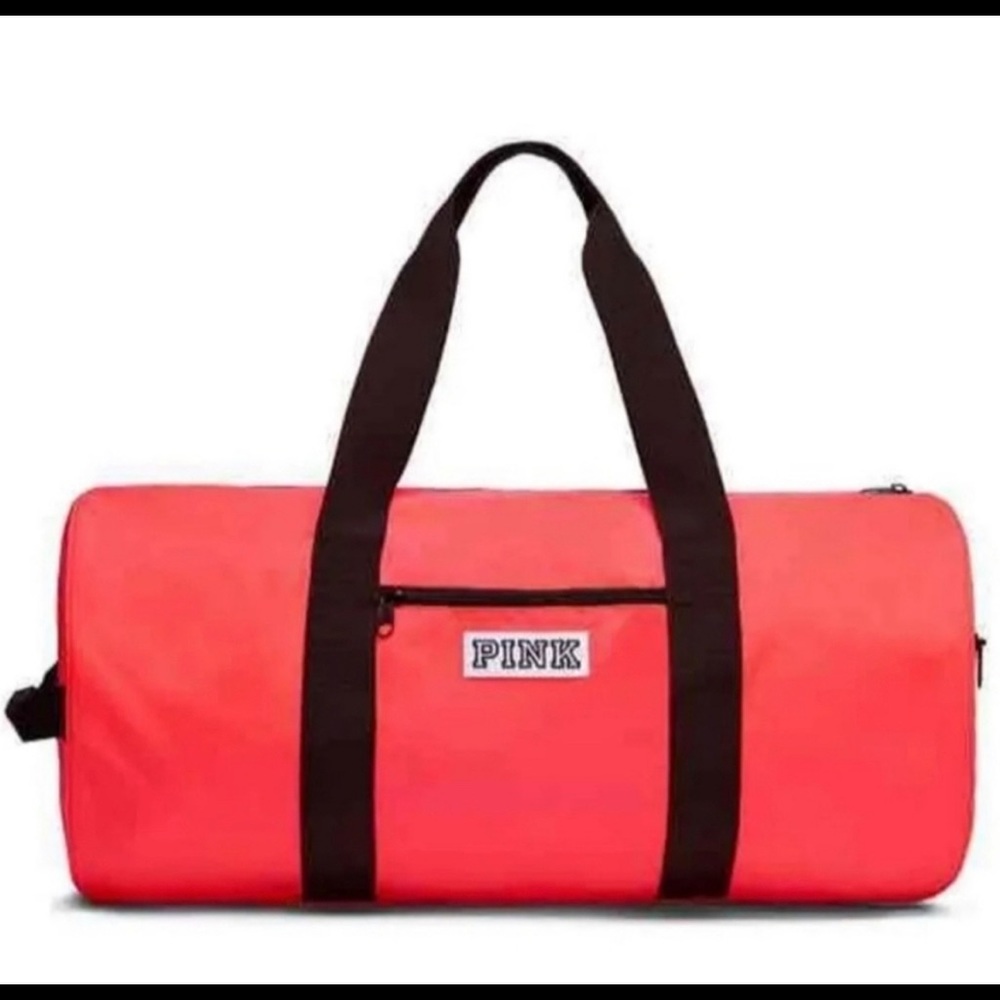 VICTORIA’S SECRET PINK NEON RED/ORANGE DUFFLE BAG TOTE